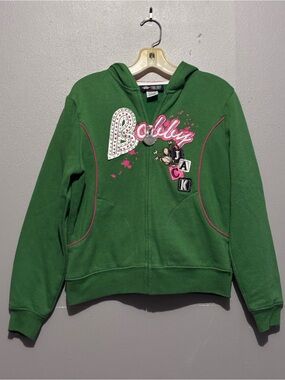 Y2K Green Bobby Jack Hooded Full Zip Jacket